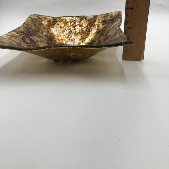 Vetri Di Nennella Italian Art Fused Glass Gold Copper Hand made Square Dish - Picture 7 of 9